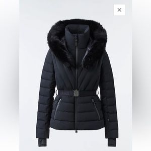 Mackage ELITA Agile-360 down ski jacket with removable shearling trim